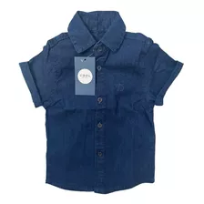 Camisa Jeans Infantil Manga Curta Menino 4 6 8 Anos