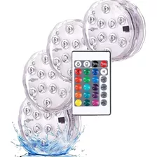 Pack 4 Luces Para Piscina Sumergibles 16 Colores Control