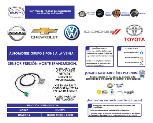 Sensor Presin Aceite Transmisin Renault Scenic 2000/2011 Foto 7