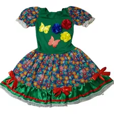 Vestido De Quadrilha Infantil Festa Junina Luxo Algodão Bk24