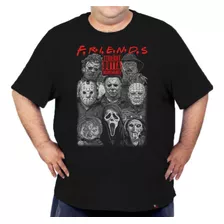 Camiseta Plus Size Jason Freddy Krueger Chucky Friends Geek
