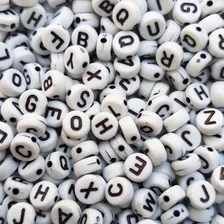 300un Miçangas Infantil Letras Brancas Redonda Alfabeto Comprimento 7 Mm Cor Branco Diâmetro 7 Mm