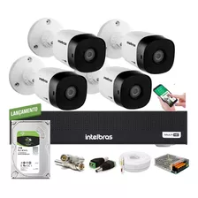 Kit Cftv 4 Cam Intelbras Dvr 4 Canais Multihd C/ Hd 1 Tera