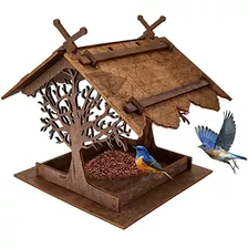 Casita Comedero De Madera Para Pajaros