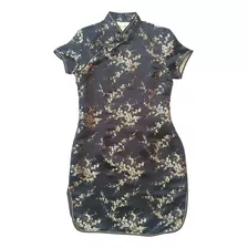 Vestido Curto Preto E Dourado Flor De Cerejeira