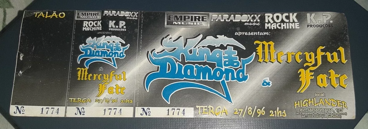 Ingresso Mercyful Fate & King Diamond - Show Em 1996 Sp Raro