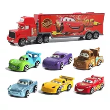 Cars Rayo Mcqueen Mula Camión Mack + 6 Carros Impulso Niños