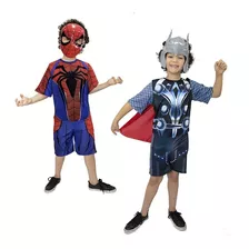 Fantasia Thor Vingadores E Homem Aranha Infantil Kit 2 Heroi