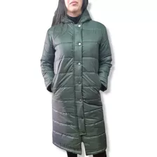 Campera Maxi Puffer Verde Militar Lkt, Con Capucha 