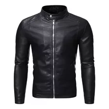 Chaqueta De Cuero Para Motociclista De Corte Entallado Para Hombre