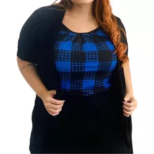 Blusa Colete Xadrez Plus Size