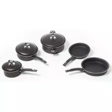 Set 3 Cacerolas Y 2 Sartenes Marmicoc Elegance Plus Negro