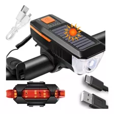 Lanterna Farol Solar Bike Buzina Led Traseiro Ciclista Kit