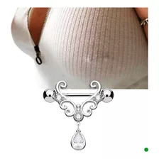 Piercing Pezón Nipple Forma Flor Cristal Metálico 14g Pw3z