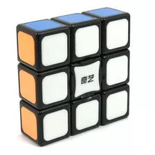 Cubo Cuboide Rubik 3x3x1 Floppy Qiyi 1x3x3 Com Estrutura De Azulejos, Cor Preta