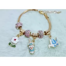 Pulsera Estilo Mil Glullas De Papel Charm Morada Para Mujer