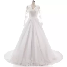 Vestido Noiva Barato Casamento Manga Longa Lindo 'cód. E58'
