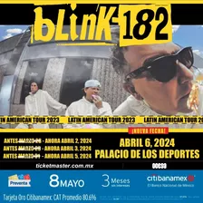 2 Boletos Concierto Blink 182 Para 03 Abril Zona C-9 Cdmx