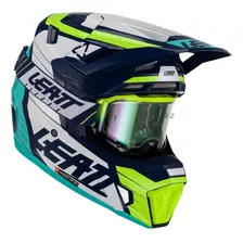 Capacete Leatt 7.5 Azul/verde Brinde Óculos Leatt 4.5