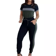 Conjunto Blusa Manga+calça Crepe Xadrez Feminino Moda Cores