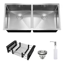 Cuba Dupla Inox Quadrada Gourmet Cozinha 88x40 Acessór Sq900