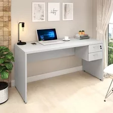 Mesa Escrivaninha Escritório 120cm 2 Gavetas Cinza