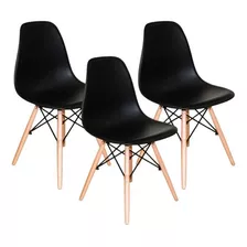 Kit 3 Cadeiras Charles Eames Eiffel Preta Base Montada Cor Da Estrutura Da Cadeira Preto