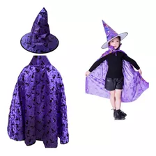 Disfraz Bruja Brujita Para Niñas Halloween Capa + Sombrero