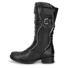 Bota Feminina Motociclista Em Couro Atron Shoes