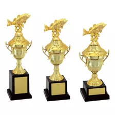 Kit 3 Troféus Peixe 501121 501122 501123 Vitória Pescaria