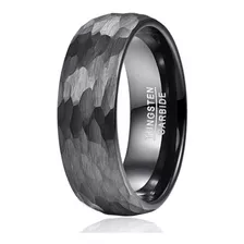 Anel Masculino Tungstênio Cavalheiro Fosco 8 Mm Preto 