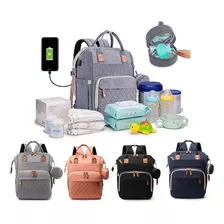 Pañalera Tipo Morral Multifuncional Bolsillos Termicos Y Usb