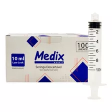 Seringa Descartável 10ml S/ Agulha Luer Lock Medix Cx 100u