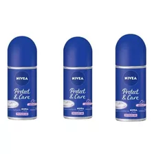 Desodorante Rollon Nivea Protect E Care 50 Ml - Kit C/3un