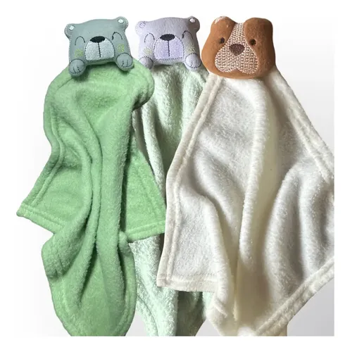 Kit Com 3 Paninho Naninha De Bebê Macia E Confortável Cor Branco Unissex Unisex