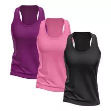 Kit 3 Regata Nadador Feminina Dry Fit Proteção Solar Uv