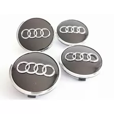 4 Tapas Para Rin Audi A1 - A8 Q1, Q3 61mm Black 