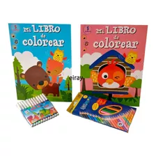 2 Libros De Colorear + Colores Y Plumones Infantil