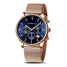 Reloj Hombre Crrju 2266rs-blue Cuarzo Pulso Oro Rosa En