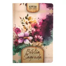 Biblia Sagrada Slim Capa Dura Arc Harpa E Corinhos - Flores E Folhas