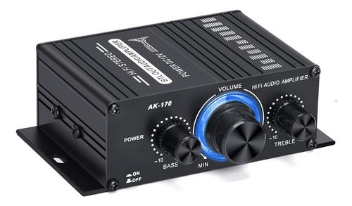 Mini Amplificador De Potencia De Audio P /auto Casa 2 Canal Color Negro