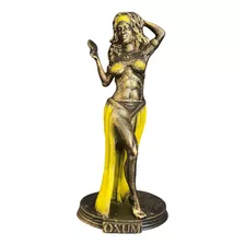 Estátua Exclusiva Orixá Oxum Espelho - Decoração Resina Cor Amarelo