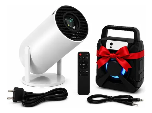 Proyector Portátil 4k Bluetooth Led+control+cable+parlante Blanco