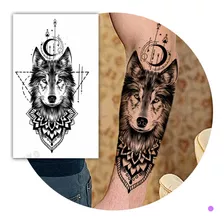 Tatuaje Temporal Lobo Nocturno Larga Duración Lavable Tj8z