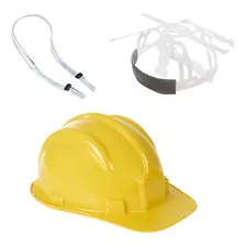 Kit 4 Capacete Amarelo Segurança Obra Epi + Jugular Pvc