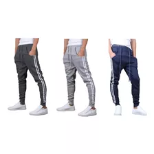 Combo 3 Calças De Moletom Masculina Saruel Skinny Sport Luxo