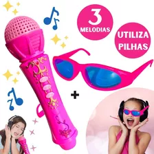 Kit Musical Infantil Microfone De Brinquedo Menina + Óculos