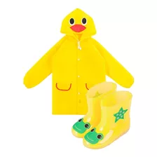 Poncho Impermeable Botas Lluvia Niños Niñas Kinder Escuela