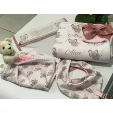 Manta Naninha Babador Touca Luvas Macacão Necessaire