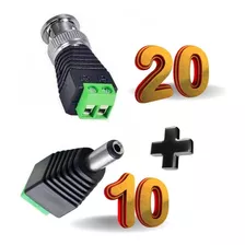 Kit 20 Conectores Bnc Macho Com Borne + 10 Plug P4 Macho